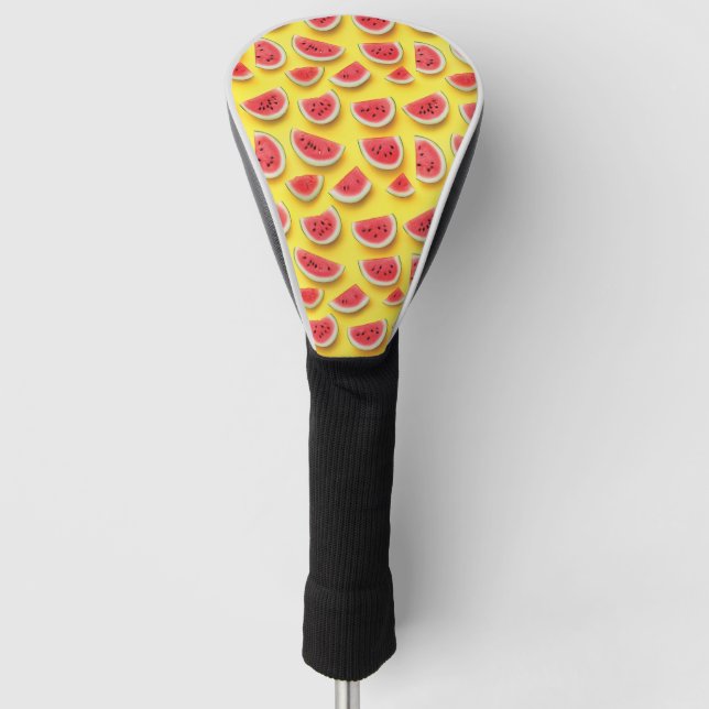 Fresh Watermelon Slices Pattern on Yellow  Golf Head Cover (Front)