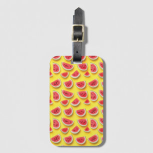 Fresh Watermelon Slices Pattern on Yellow  Luggage Tag