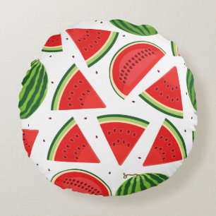 Fresh Watermelon Slices Pattern Round Cushion