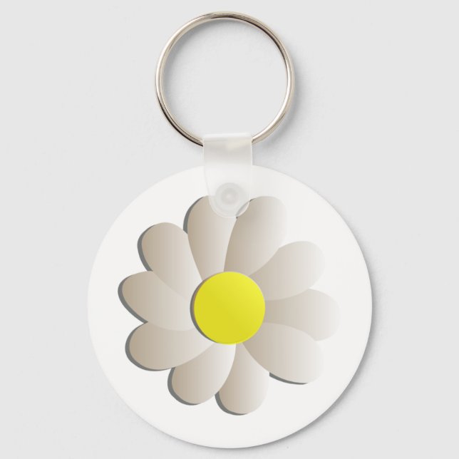 FRESH WHITE DAISY FLOWER, SPRING TIME FLOWER KEY RING (Front)