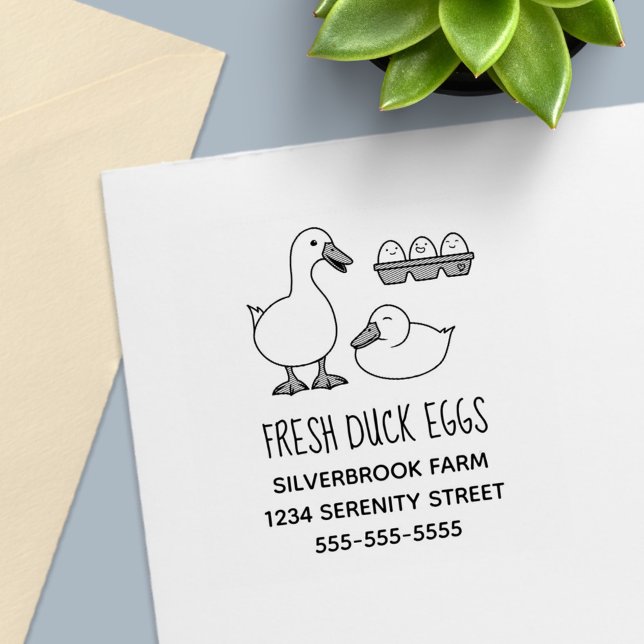 Fresh White Duck Eggs Farm Address Self-inking Stamp (Creator Uploaded)