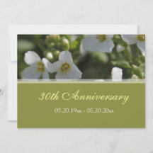 fresh white garden flowers anniversary invitations
