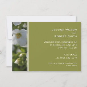fresh white garden flowers rehearsal dinner invitation