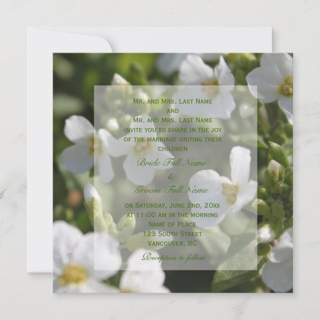 fresh white garden flowers  wedding party invitation (Front)