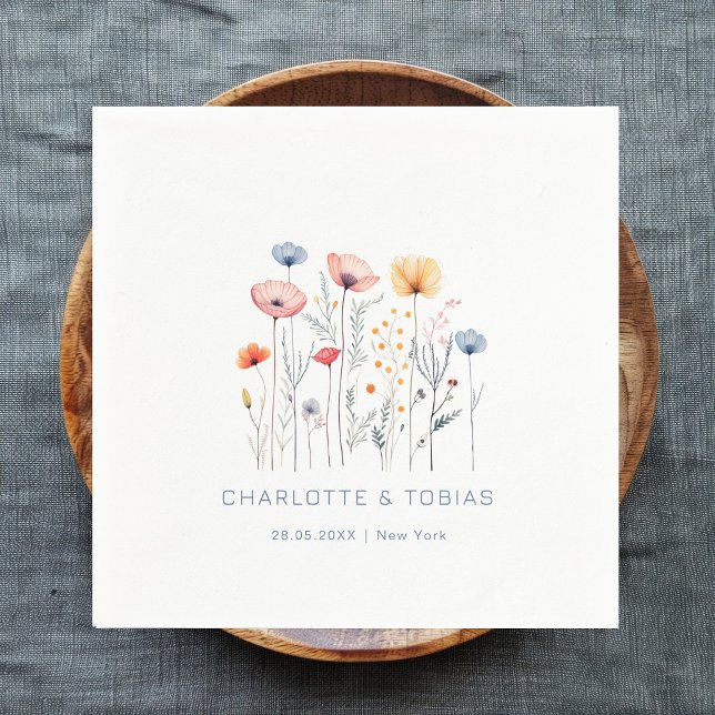Fresh Wildflower | White Wedding  Napkin (Creator Uploaded)