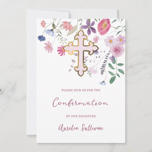 Fresh Wildflowers Confirmation Invitation (Front)