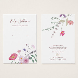 Fresh wildflowers earring display card