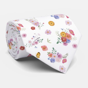 Fresh wildflowers neck tie