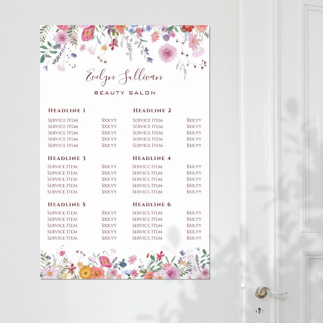 Fresh Wildflowers Price List Poster (Creator Uploaded)