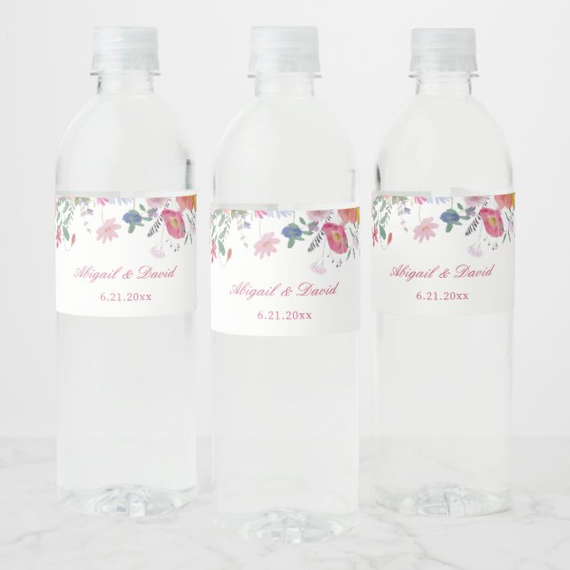 Fresh Wildflowers Wedding Water Bottle Label (Bottles)
