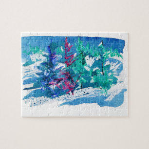 Fresh Winter Trees Painting / Artist Larry Lerew Jigsaw Puzzle