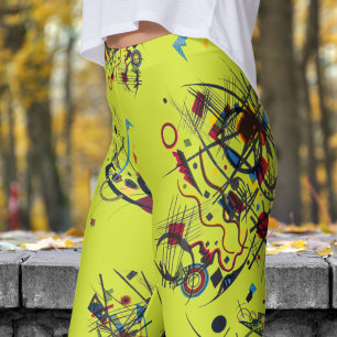 Fresh Yellow Abstract Pattern Leggings