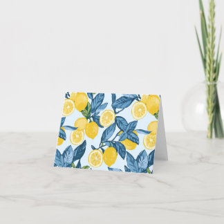 Fresh Yellow Lemon Grove on Blue Background Thank You Card