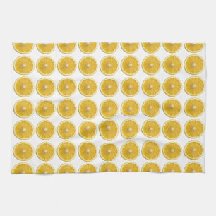 Fresh Yellow Lemon Slice Citrus Pattern Kitchen Tea Towel