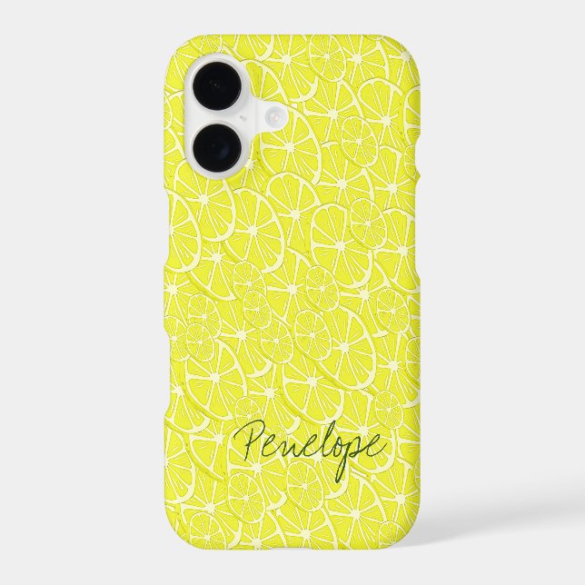 Fresh Yellow Lemon Slice Citrus Pattern with Name (Back)