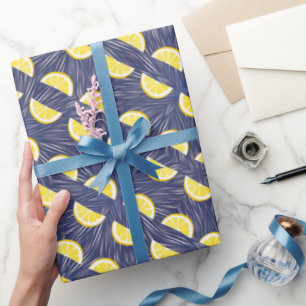 Fresh Yellow Lemon Slices Citrus Pattern Wrapping Paper
