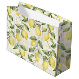 Fresh Yellow Lemons Bridal Shower Large Gift Bag