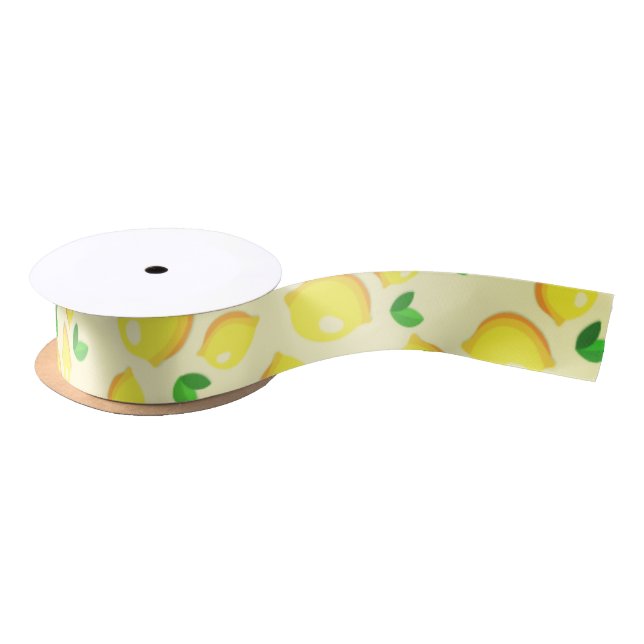 Fresh Yellow Lemons Satin Ribbon (Spool)