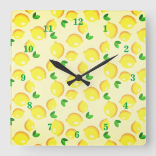 Fresh Yellow Lemons Square Wall Clock
