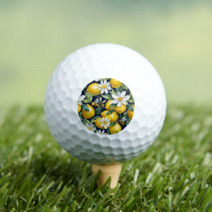Fresh Yellow Lemons With Busy Bees & White Blooms Golf Balls