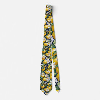 Fresh Yellow Lemons With Busy Bees & White Blooms Tie
