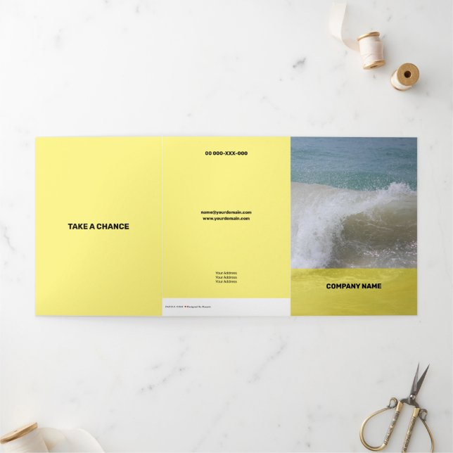 Fresh Yellow Modern Transparency Tri-Fold Card (Outside)