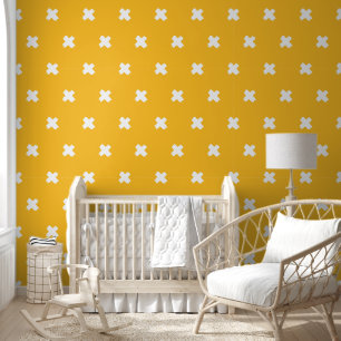 Fresh Yellow-White Cross Pattern  Wallpaper