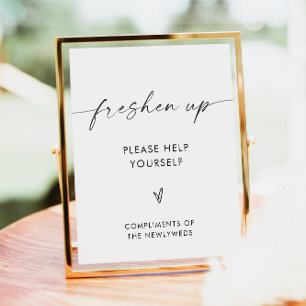 Freshen Up Wedding Bathroom Basket Sign