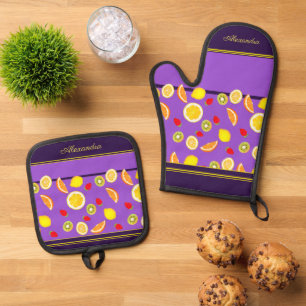 Freshful Summer Fruits Oven Mitt & Pot Holder Set