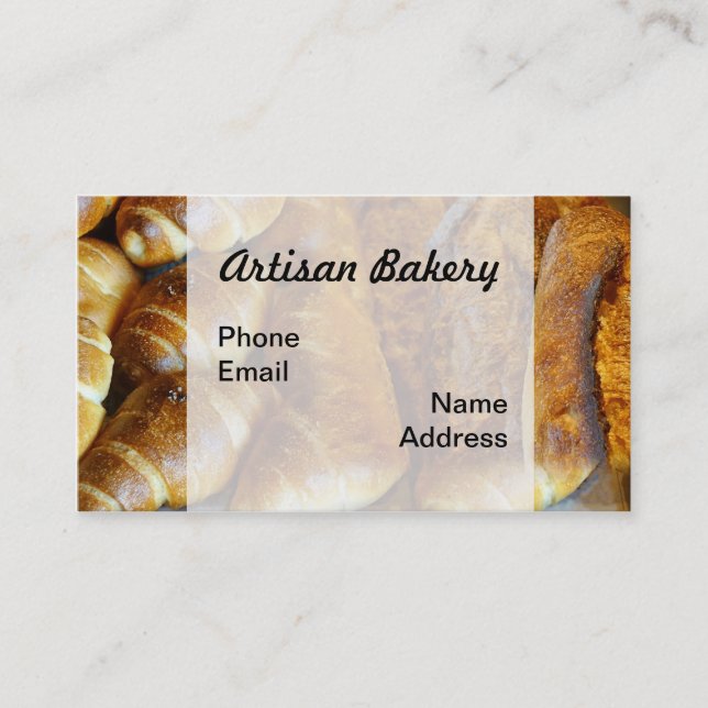 Freshly Baked Bread Buns and Bread Loafs Business Card (Front)