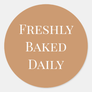Freshly Baked Daily Caramel Bakery Packaging Classic Round Sticker