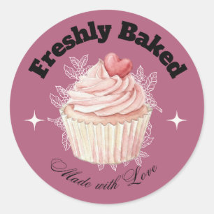 Freshly Baked Mauve Cupcake Bakery Sticker