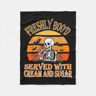Freshly Boo’d Coffee Skeleton Halloween Funny Soky Fleece Blanket
