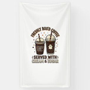 Freshly Bood Coffee Halloween Ghost Cup Banner