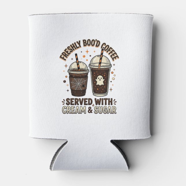 Freshly Bood Coffee Halloween Ghost Cup Can Cooler (Front)