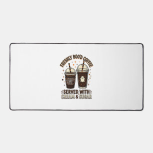 Freshly Bood Coffee Halloween Ghost Cup Desk Mat