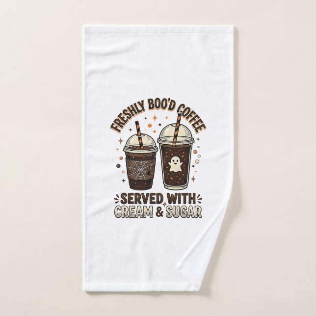 Freshly Bood Coffee Halloween Ghost Cup Hand Towel (Hand Towel)