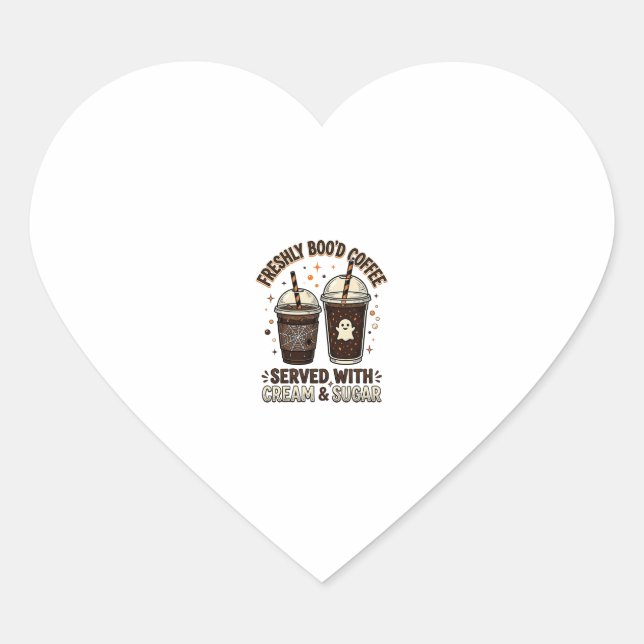 Freshly Bood Coffee Halloween Ghost Cup Heart Sticker (Front)
