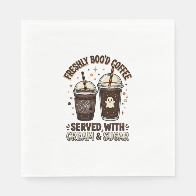 Freshly Bood Coffee Halloween Ghost Cup Napkin (Front)