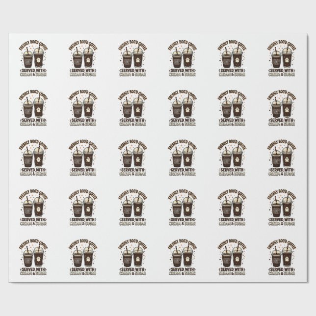 Freshly Bood Coffee Halloween Ghost Cup Wrapping Paper (Flat)