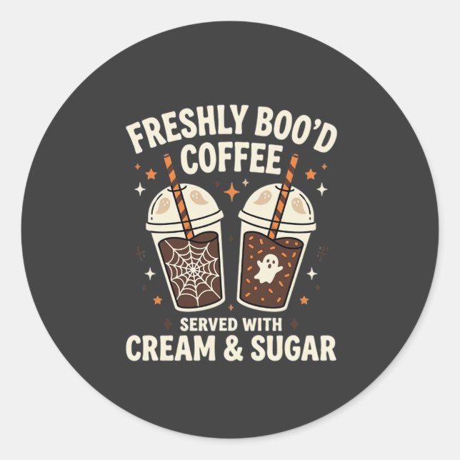 Freshly Bood Halloween Coffee Classic Round Sticker (Front)