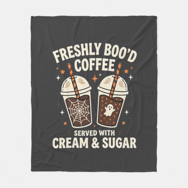 Freshly Bood Halloween Coffee Fleece Blanket (Front)