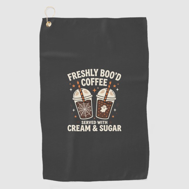 Freshly Bood Halloween Coffee Golf Towel (Front)