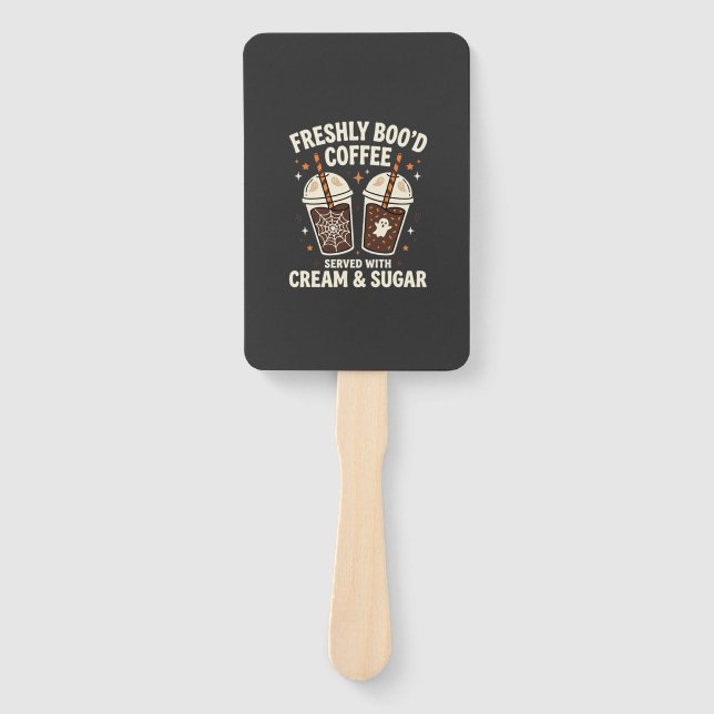 Freshly Bood Halloween Coffee Hand Fan (Front)