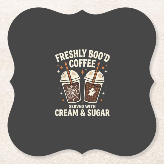 Freshly Bood Halloween Coffee Paper Coaster (Front)