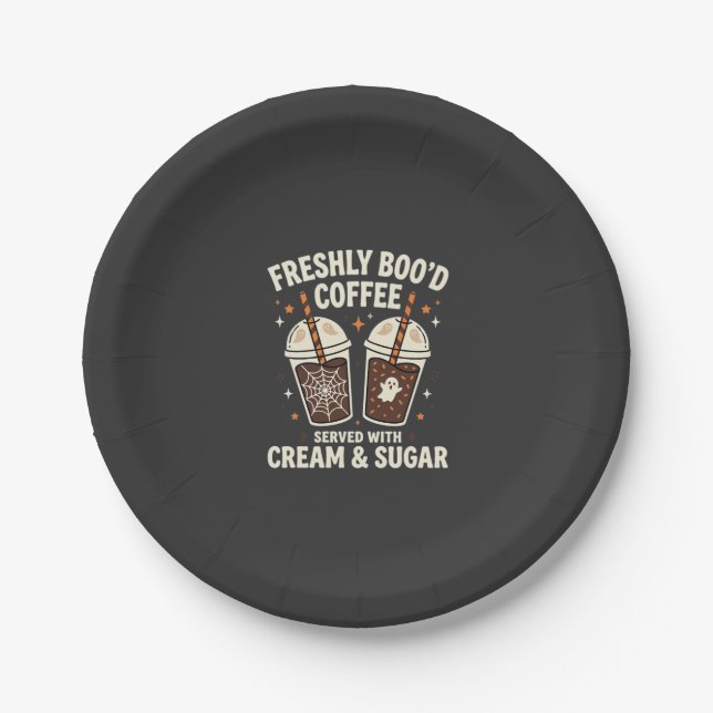 Freshly Bood Halloween Coffee Paper Plate (Front)