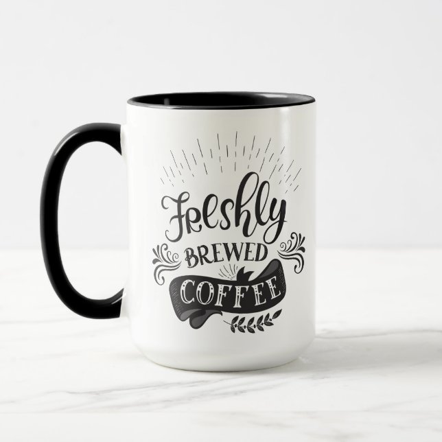 Freshly Brewed Coffee Personalised Mug (Left)