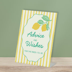 Freshly Engaged Advice Wishes Lemon Bridal Shower Pedestal Sign