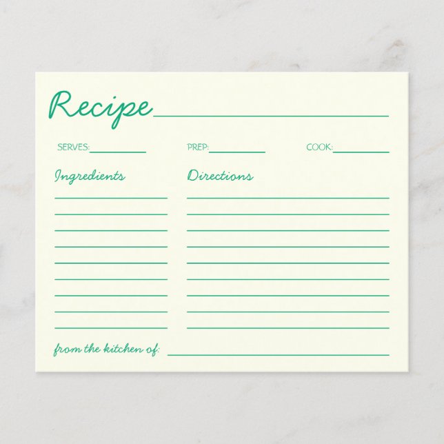 Freshly Engaged Green Recipe for the Bride Card (Front)