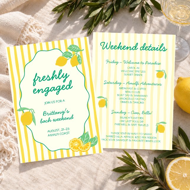Freshly Engaged Lemon Italian Bachelorette Weekend Invitation (Freshly Engaged Lemon Italian Bachelorette Weekend Invitation)